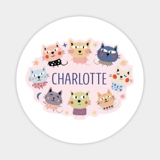 Charlotte name with cartoon cats Magnet